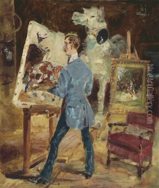 Princeteau Dans Son Atelier Oil Painting - Henri De Toulouse-Lautrec