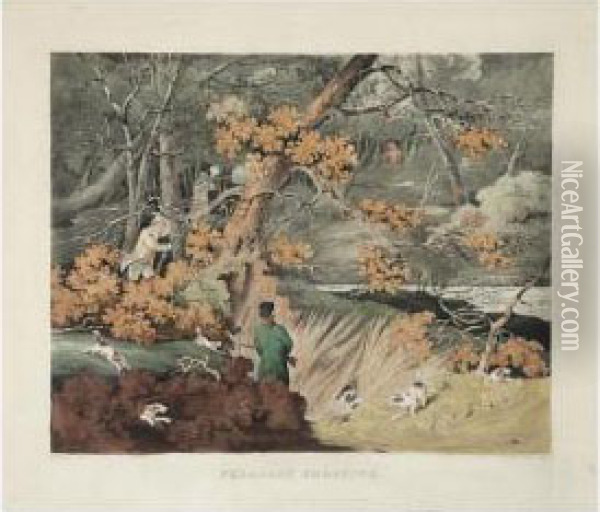Pheasant Shooting; Refreshing; Cock Shooting; Goinghome Oil Painting - Henry Thomas Alken