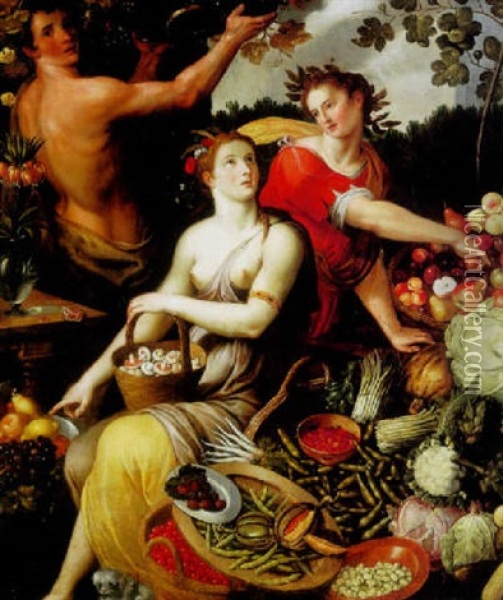 An Allegory Of Plenty Oil Painting - Jean-Baptist de Saive