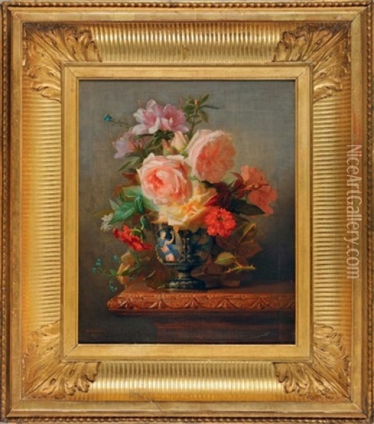Bouquet De Roses Oil Painting - Jean Marie Reignier