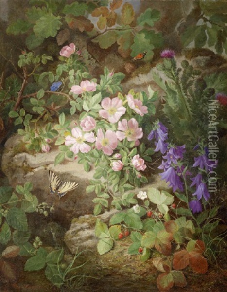 Groses Stillleben Mit Alpenblumen Oil Painting - Josef Lauer
