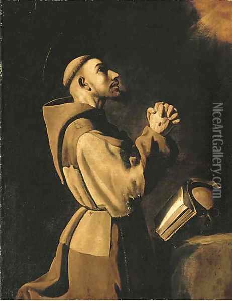 Saint Francis of Assisi in Prayer Oil Painting - Francisco De Zurbaran