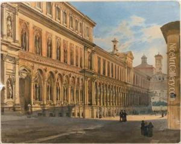 Italian Townscape Oil Painting - Luigi (Ludwig Osipovich) Premazzi