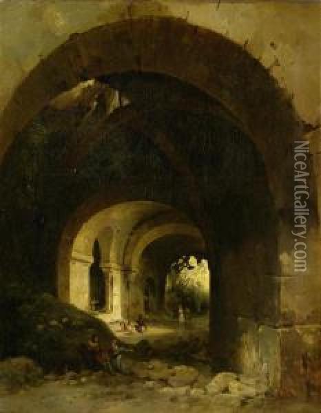The Gateway With Figures Oil Painting - Charles Caius Renoux