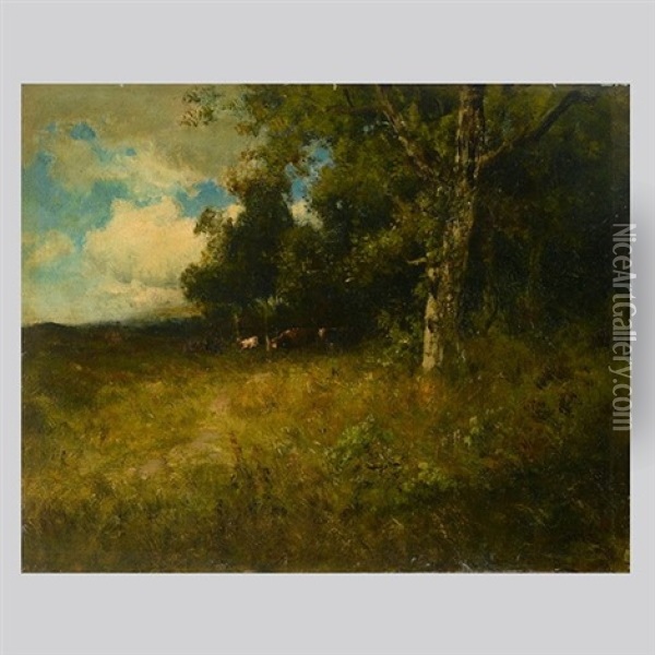 Cows In A Wooded Glade Oil Painting - William Keith