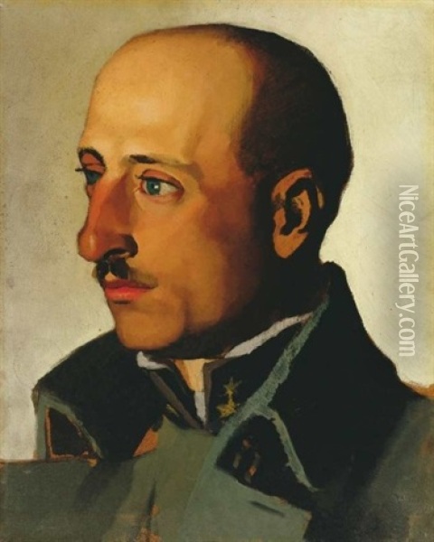 Klinko Lajos Arckepe (the Portrait Of Lajos Klinko) Oil Painting - Vilmos Aba-Novak