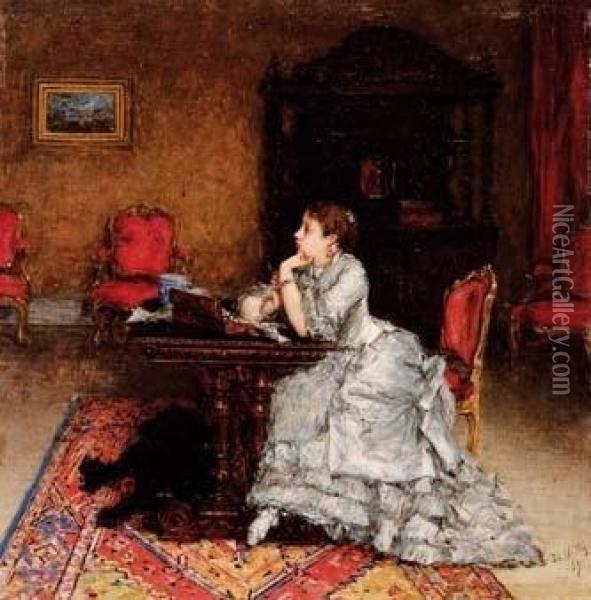 Lettera D'amore - 1869 Oil Painting - Giuseppe de Nittis