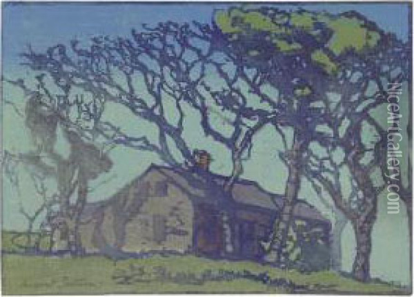 House And Trees. Oil Painting - Margaret Jordan Patterson