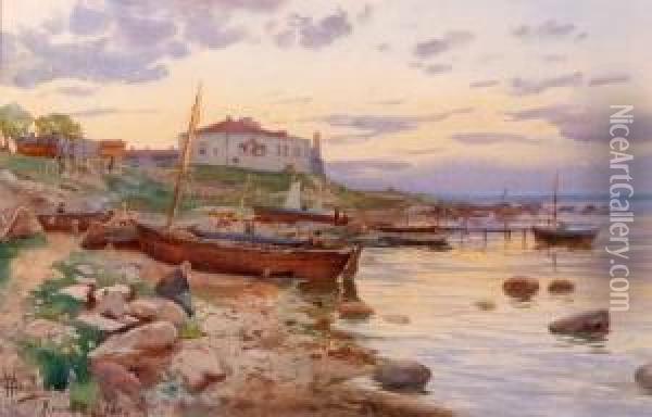 Italian Coastal Scene Oil Painting - Carl Von Winkler