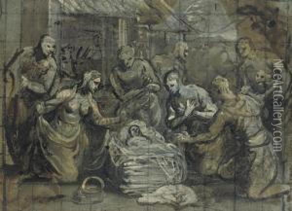 The Adoration Of The Shepherds Oil Painting - Domenico Tintoretto