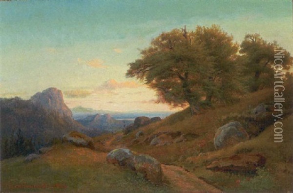 Bjerglandskab Oil Painting - Johann Hermann Carmiencke