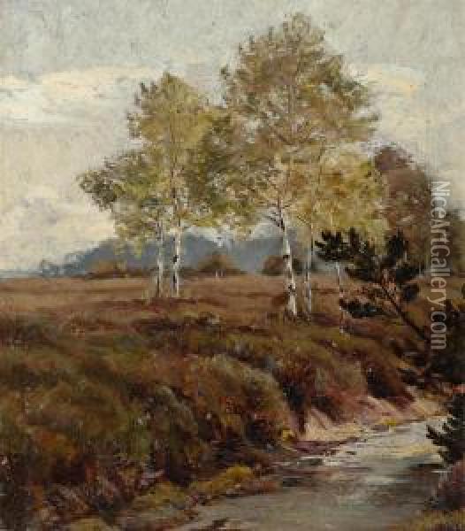 Flusslandschaft Oil Painting - Otto Gampert