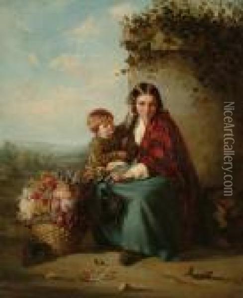 The Flower Girl's Young Helper Oil Painting - William Powell Frith