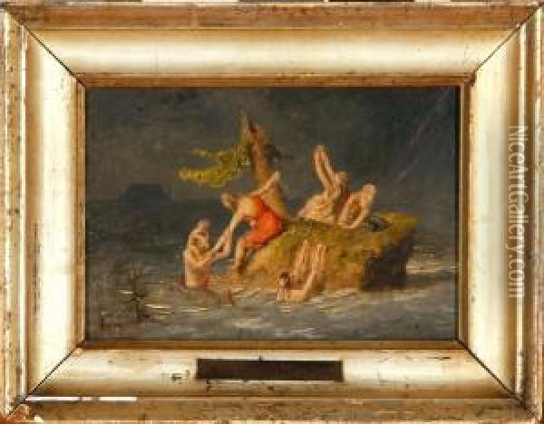 The Flood Oil Painting - Constantin Hansen