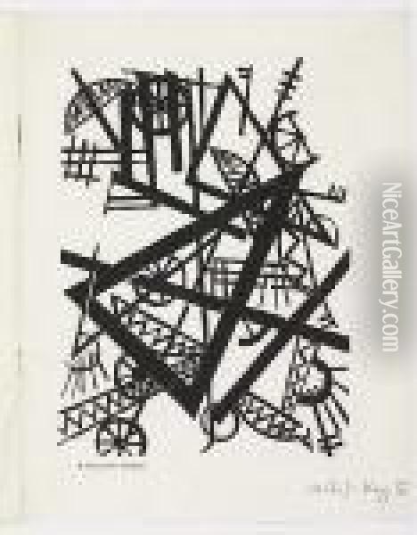 Composition<</b> Oil Painting - Laszlo Moholy-Nagy