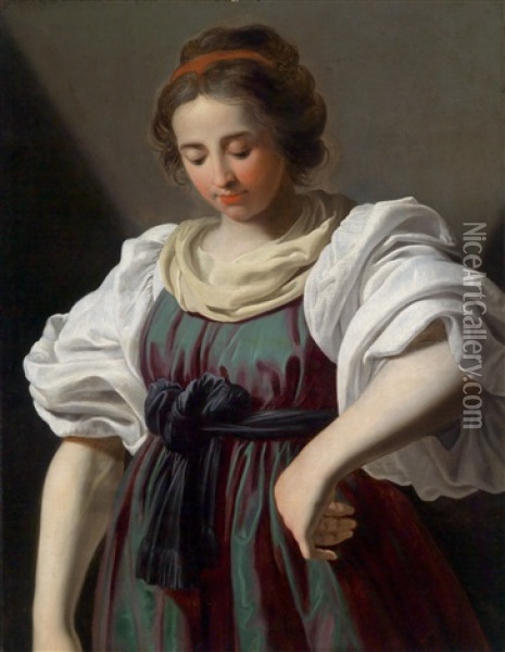 Eine Junge Frau Oil Painting - Charles Mellin