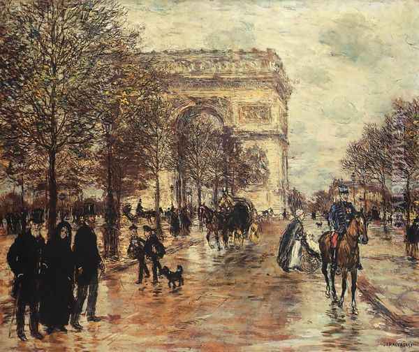 The Champs Elysees The Arc De Triompne Oil Painting - Jean-Francois Raffaelli