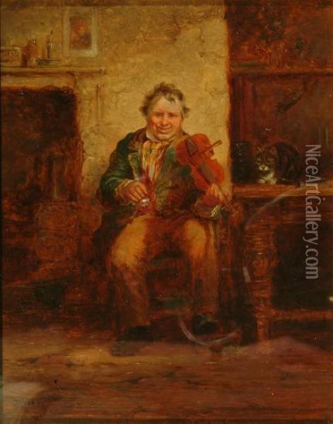 The Fiddler Oil Painting - George Hepper