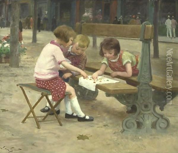 A Game In The Park Oil Painting - Victor-Gabriel Gilbert