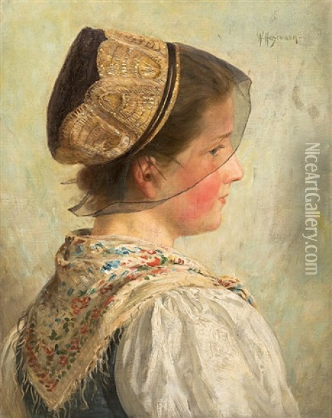 Muhlenbacherin Oil Painting - Wilhelm Gustav Friedrich Hasemann
