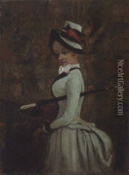 Damenportrat Oil Painting - Josef Block