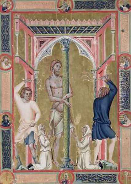 The Flagellation of Christ from the Mariegola de la Scuola di San Giovanni Evangelista de Venise Oil Painting - Luca di Paolo Veneziano