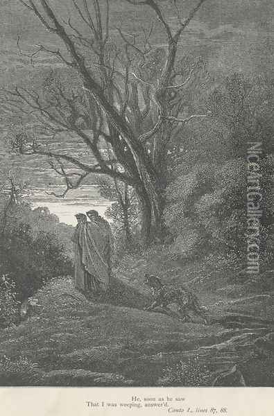 He, soon as he saw That I was weeping, answer'd (Canto I., lines 87-88) Oil Painting - Gustave Dore
