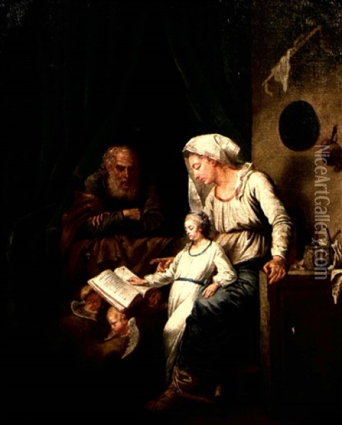 L'education De La Vierge Oil Painting - Noel Halle