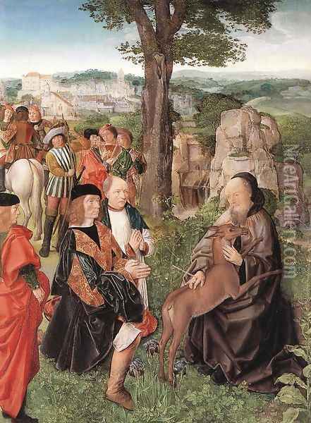 St Gilles and the Hind c. 1500 Oil Painting - Master of St. Gilles