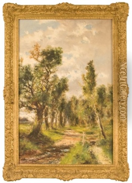 Wooded Path Oil Painting - Abraham Hulk the Younger