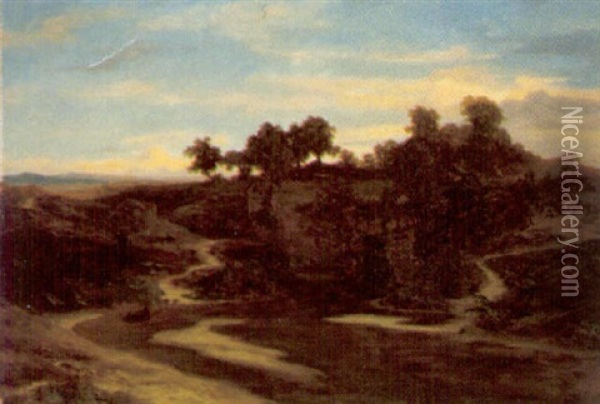 Hugelige Landschaft Oil Painting - Eduard Peithner Ritter von Lichtenfels