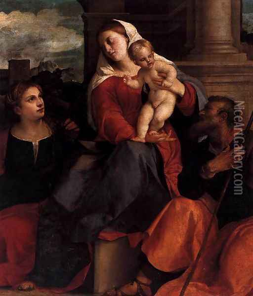 Sacred Conversation (detail) Oil Painting - Palma Vecchio (Jacopo Negretti)