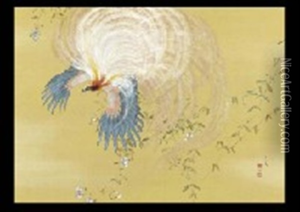 Birds In Fine Day Oil Painting - Iskizaki Koyo