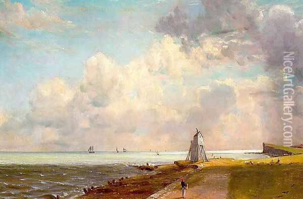 Harwich, The Low Lighthouse and Beacon Hill, c.1820 Oil Painting - John Constable