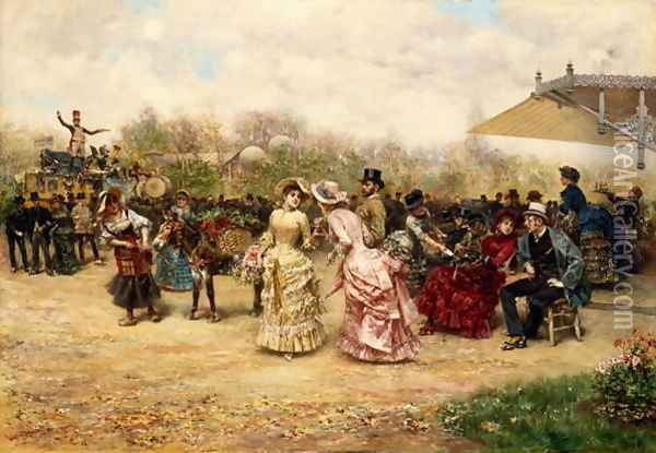 The Flower Sellers 1883 Oil Painting - Ludovico Marchetti