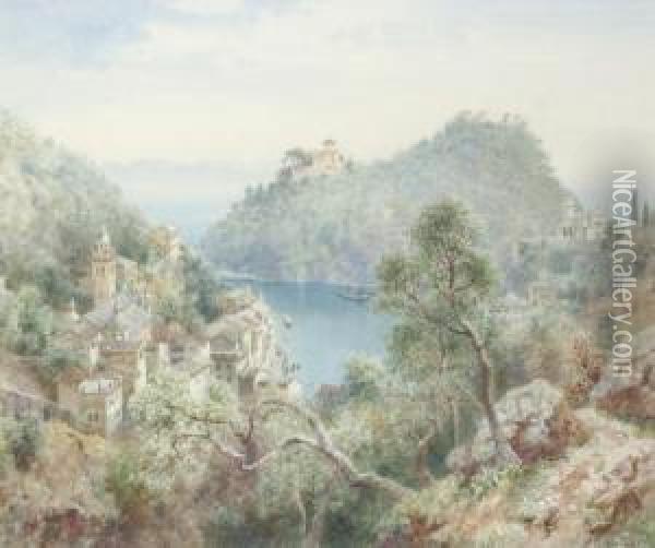 View Of Portofino, Near Genoa Oil Painting - Henry B. Wimbush