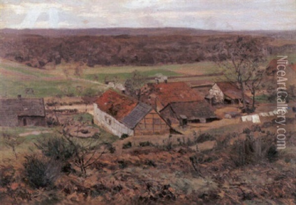 Gehoft In Landschaft Oil Painting - Wilhelm Fritzel