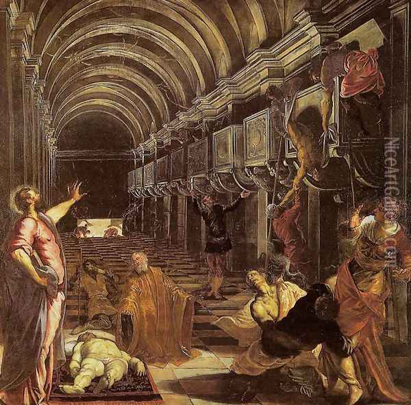 Finding of the Body of St. Mark (Ritrovamento del corpo di san Marco) Oil Painting - Jacopo Tintoretto (Robusti)