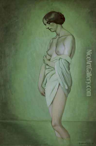 Baigneuse de profil, effet vert et rose, 1918 Oil Painting - Felix Edouard Vallotton