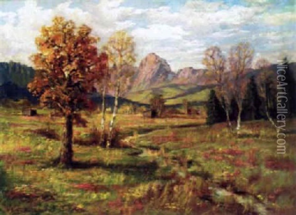 Herbstliche Gebirgslandschaft Oil Painting - Carl Mueller-Baumgarten