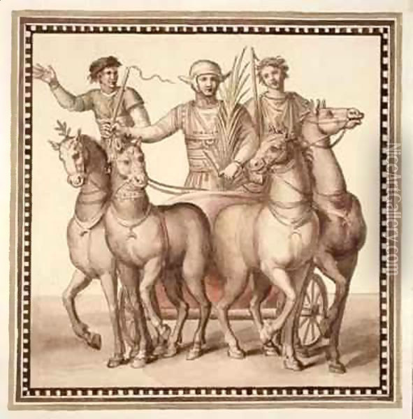 Plate CXXII Gladiators and chariot Oil Painting - Pietro Santi Bartoli