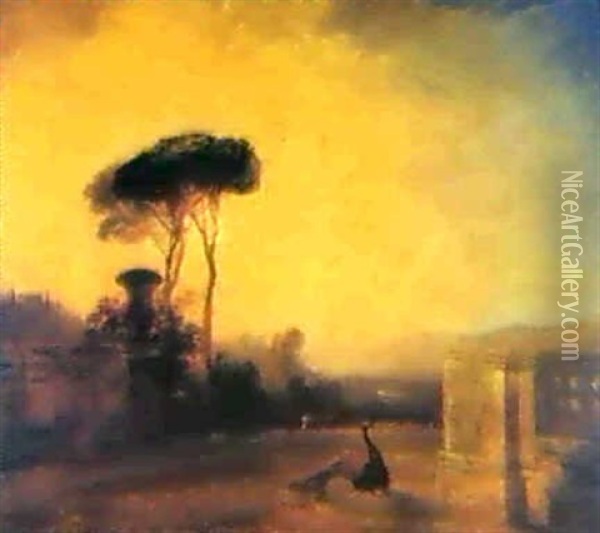 A View In The Environs Of Florence Oil Painting - Richard Parkes Bonington