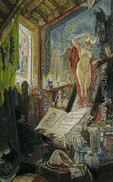 The Incantation Oil Painting - Felicien Rops