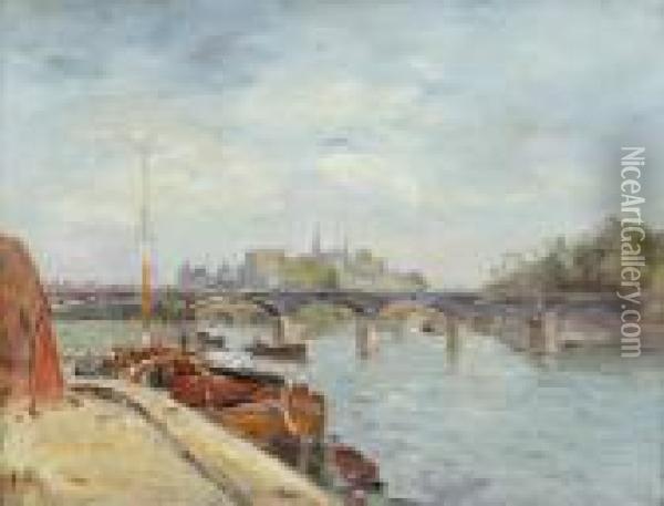 Quai De Seine Oil Painting - Gustave Madelain