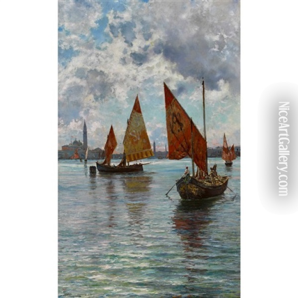 Venezia Oil Painting - Augusto Lovatti