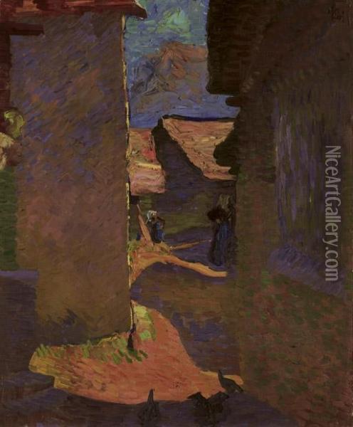 Viottola, 1911 (dorfgasse) Oil Painting - Giovanni Giacometti