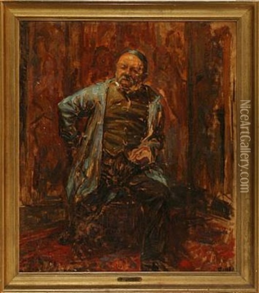 Portrait Of The Danish Painter Kristian Zahrtmann Oil Painting - Sigurd Wandel