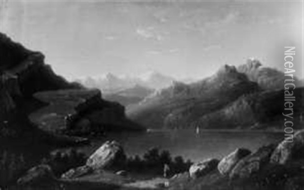 Blick Auf Den Thuner See Oil Painting - Nicolaas Johannes Roosenboom
