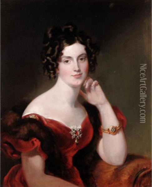 Portrait Of Lady Elizabeth Harcourt Oil Painting - Sir George Hayter