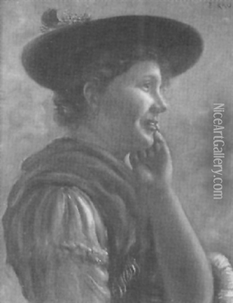 Madchen In Tracht Oil Painting - Emil Rau